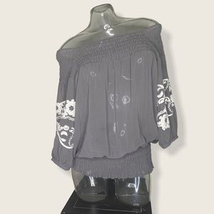 Sheer off the shoulder boho top